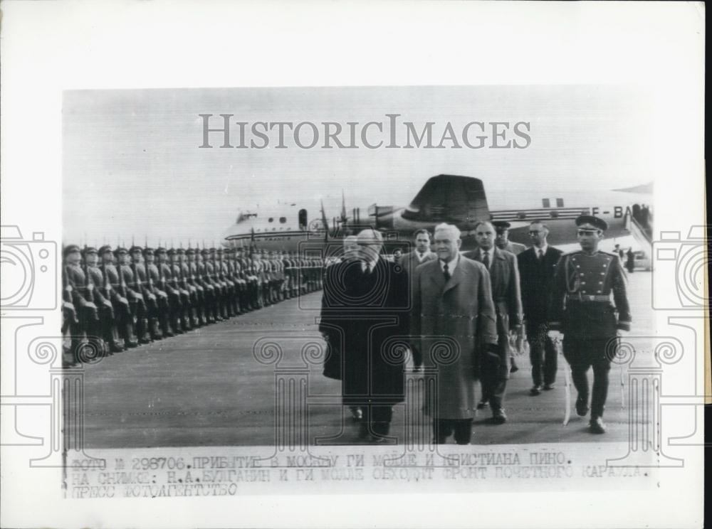 1956 Press Photo French Prime Minister Guy Mollet With Foreign Ministers - Historic Images