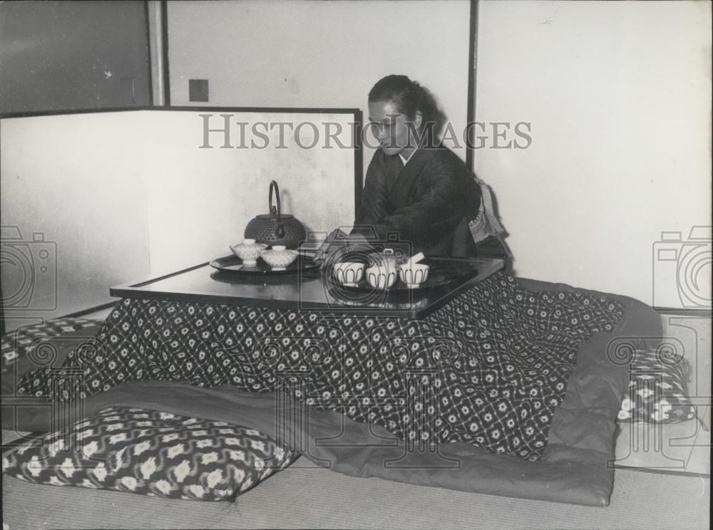 1957 Press Photo Annual Household Art Exhibition, Japanese House, Grand Palais - Historic Images