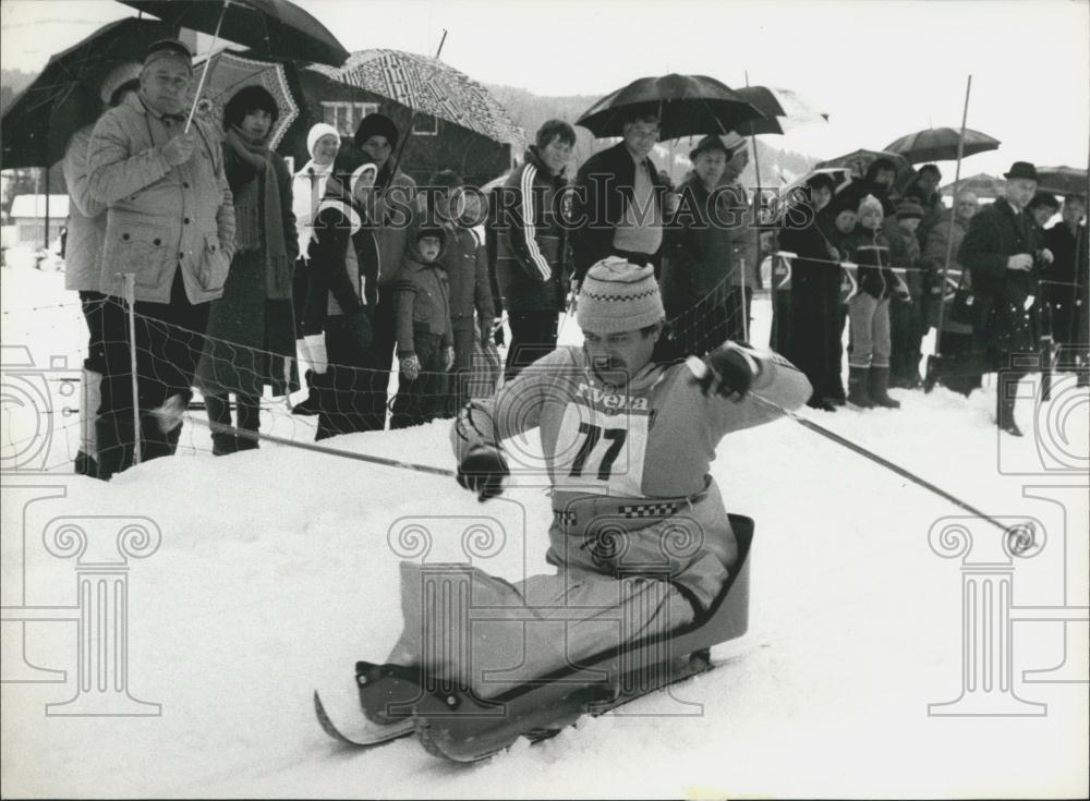 1982 Press Photo Cross Country Ski Championship For Handicapped In Switzerland - Historic Images