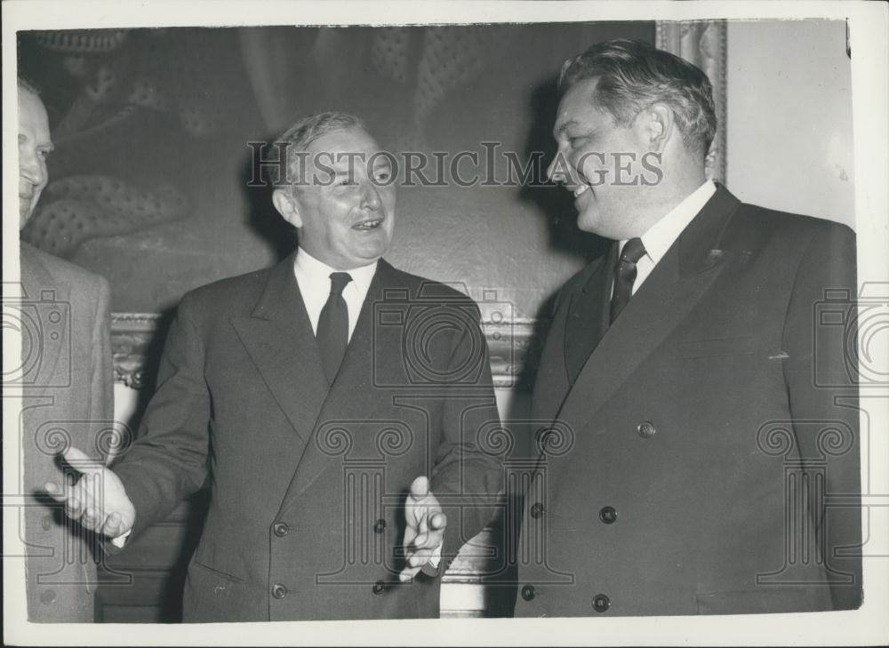 1956 Press Photo Suez Conference Delegates Dimitri Shepilov Selwyn Lloyd - Historic Images