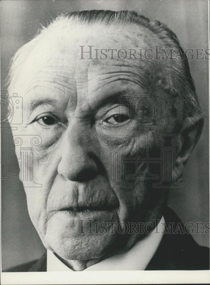 1977 Press Photo Konrad Adenauer West Germany Closeup Portrait - Historic Images