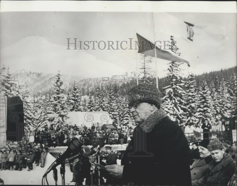 1970 Press Photo Czech Pres Ludvik Svoboda at World Championships In Nordic Ski - Historic Images