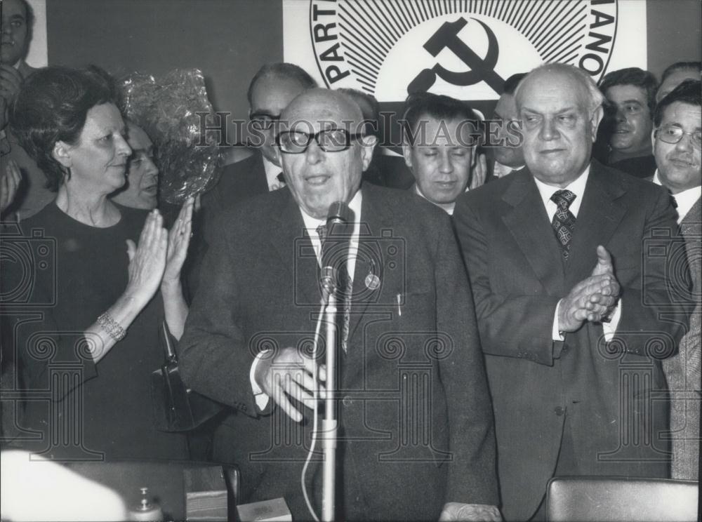 Press Photo Pietro Nenni Old Italian Socialist Vice Prime Minister De Hartino - Historic Images