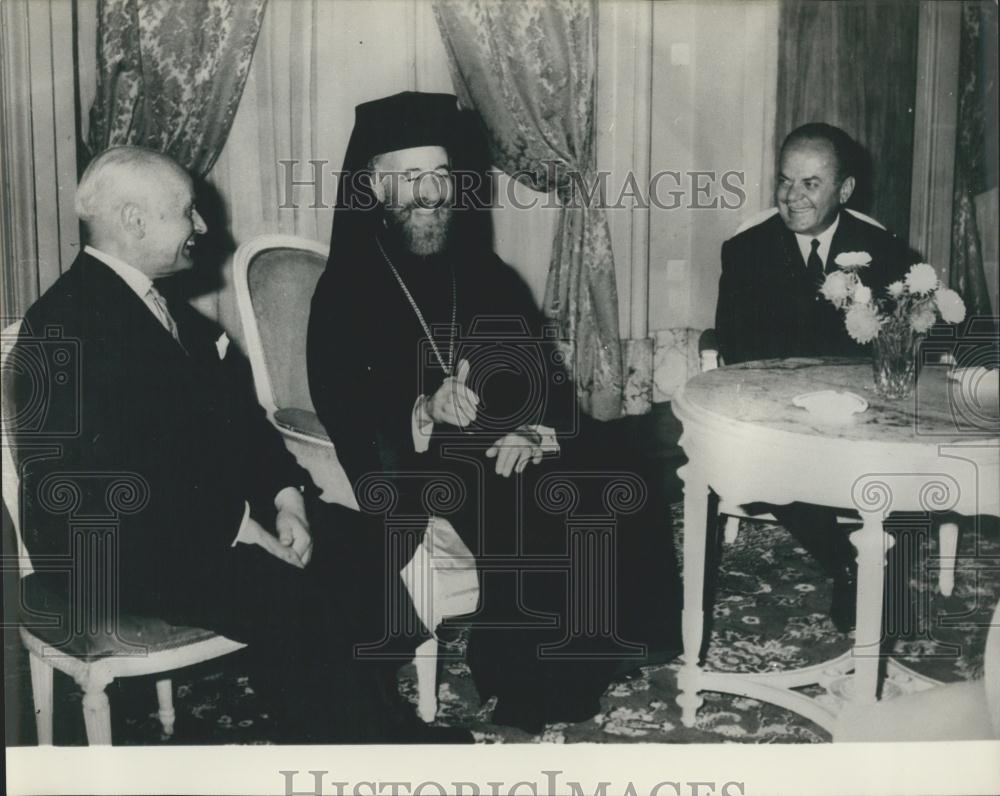 1968 Press Photo President Makarios At Athens Talk Prime Minister Papadopoulos - Historic Images