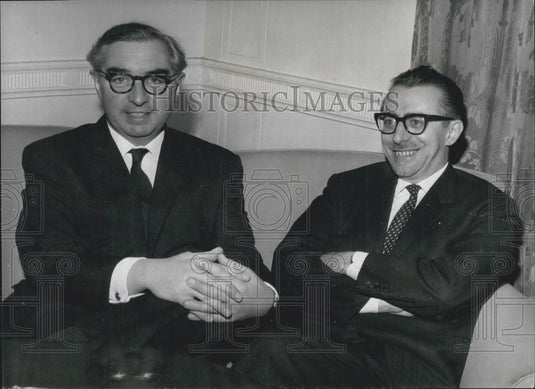1965 Press Photo Italian Finance Minister ,Giovanni Pieraccini & George Brown - Historic Images
