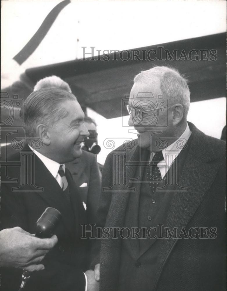 1955 Press Photo US Sec of State Retary Foster Dulles & Mr Laoforest - Historic Images