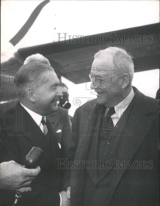 1955 Press Photo US Sec of State Retary Foster Dulles & Mr Laoforest - Historic Images