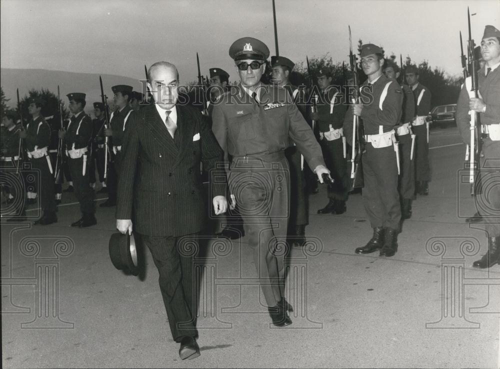 1973 Press Photo Spyros Markezinis ,Greek Premier &General Zagorianakos. - Historic Images