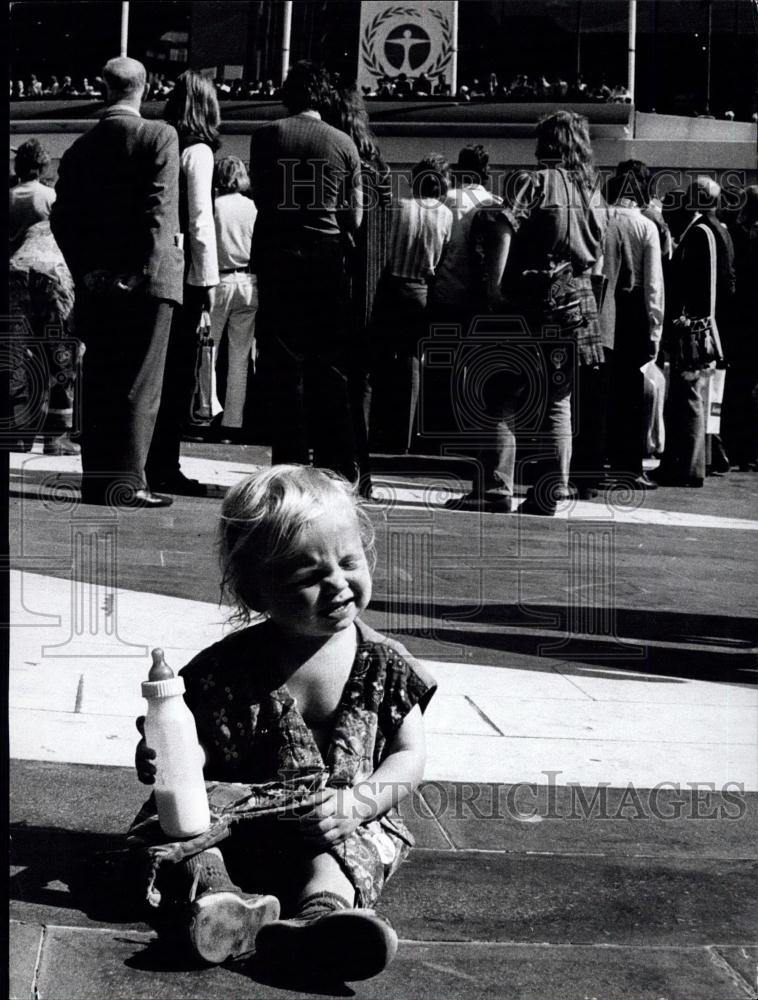 1972 Press Photo Baby at demonstrations at Sergels Torg in Stockholm - Historic Images