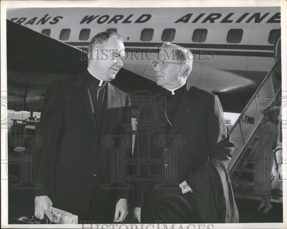 Press Photo Cardinal James Francis McIntyre Monsignor Edwin Broderick - Historic Images