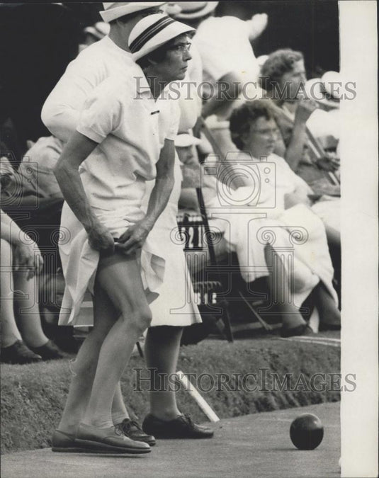 1971 Press Photo Mrs. Noyes at the Women's Bowls Championship at Wimbledon - Historic Images