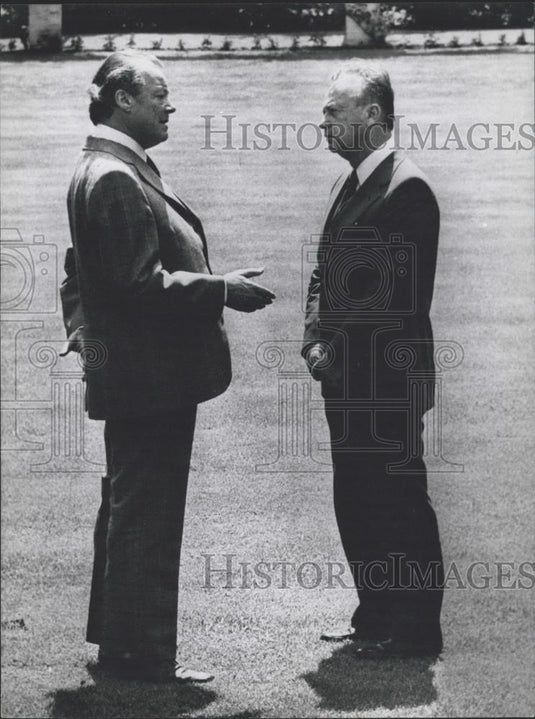 Press Photo Israel Prime Minister Rabin, Social Democrats Chairman Willy Brandt - Historic Images