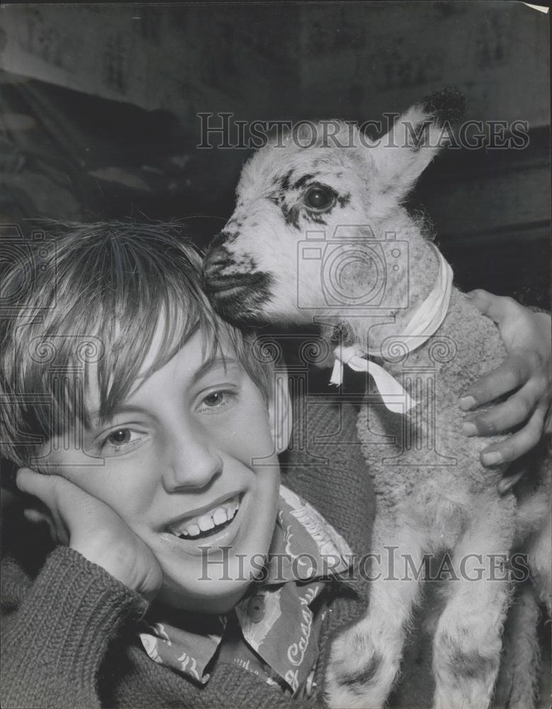 Press Photo Boy and Lamb - Historic Images