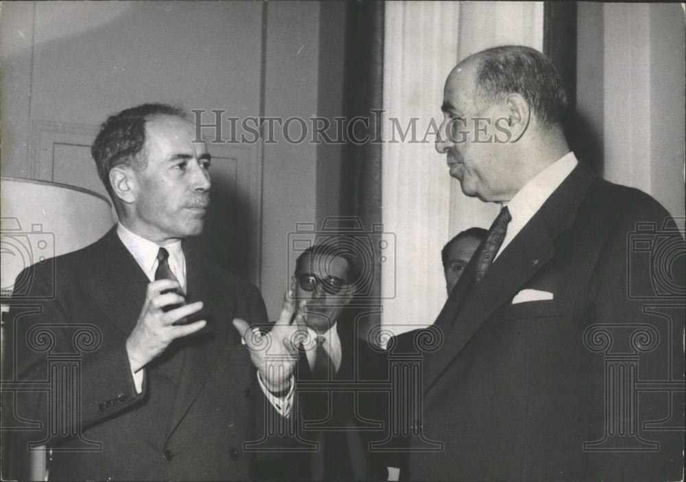 Press Photo PM Designate,Antoine Pinay &amp;Tunisian PMTahar Ben Mumar - Historic Images