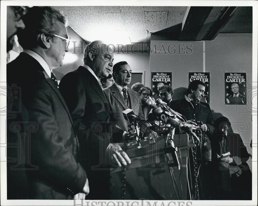 1980 Press Photo Carter Campaign Head Robert Strauss Meets With Jewish Leaders - Historic Images