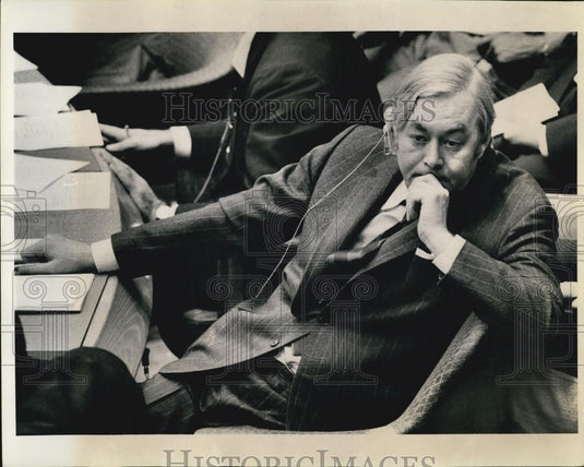 1976 Press Photo Ambassador Patrick Moynihan UN Security Council - Historic Images