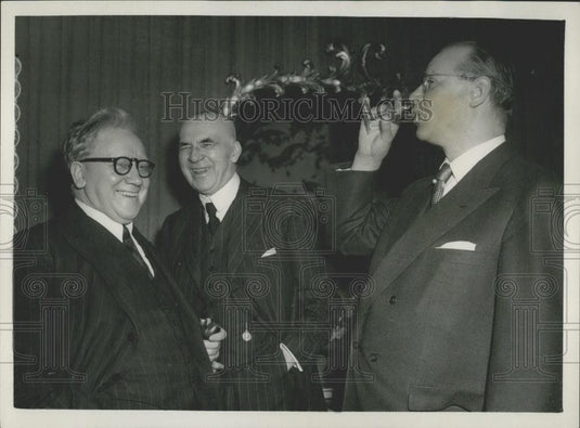 1954 Press Photo Mr. Herbert Morrison,Dr, Schlange-Schonigen, & Dr G Zinn - Historic Images