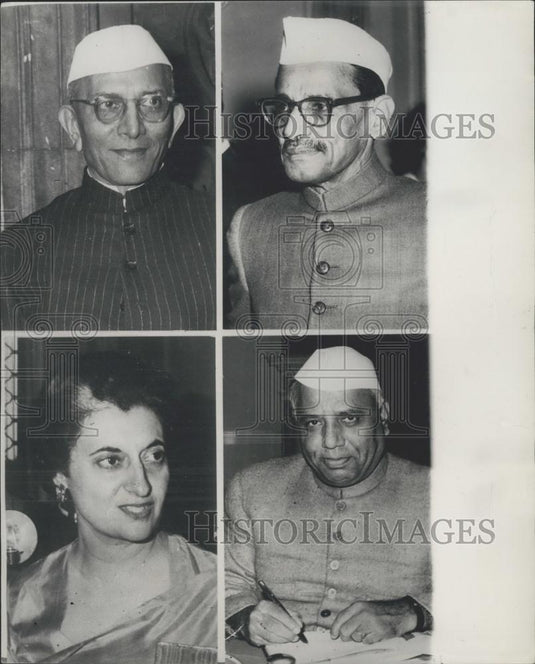 1966 Press Photo Moraji Desai/Gulzarlal Nanda/Mrs. Indira Gandhi/Y.B. Chavan - Historic Images