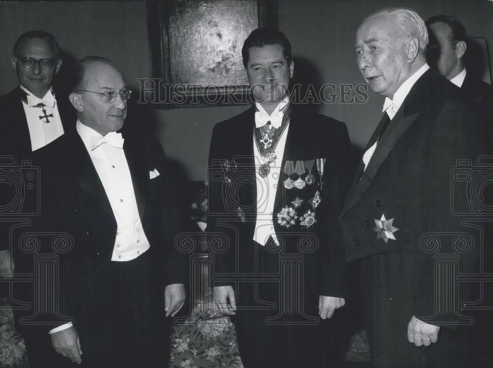 1956 Press Photo Yougoslavian Amb ,Dusan D. Kveder & Mr Balke& Prof Heuss - Historic Images