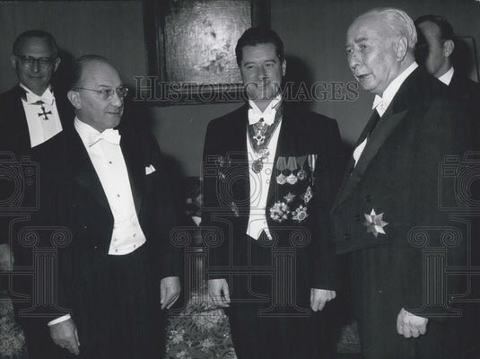 1956 Press Photo Yougoslavian Amb ,Dusan D. Kveder & Mr Balke& Prof Heuss - Historic Images