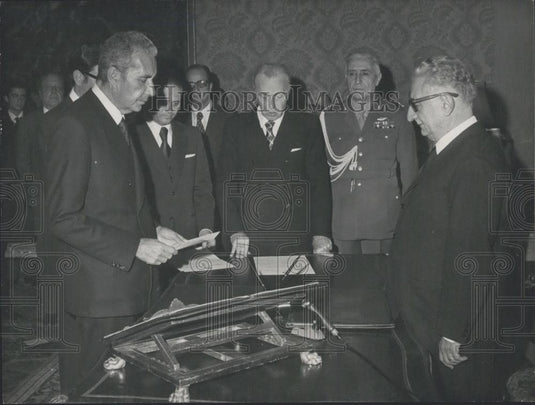 1974 Press Photo Prime Minister Aldo Moro & cabinet members - Historic Images