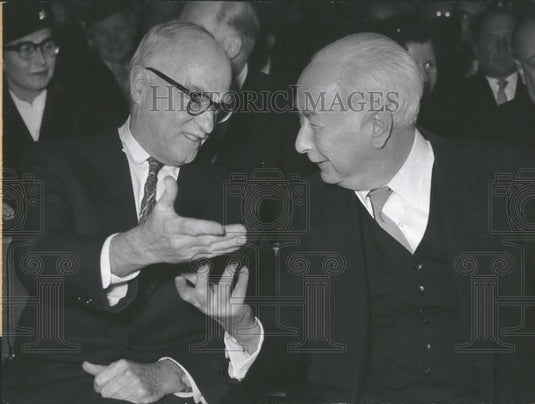 1957 Press Photo Theodor Heuss Thronton Wilder American Writer Peace Award - Historic Images