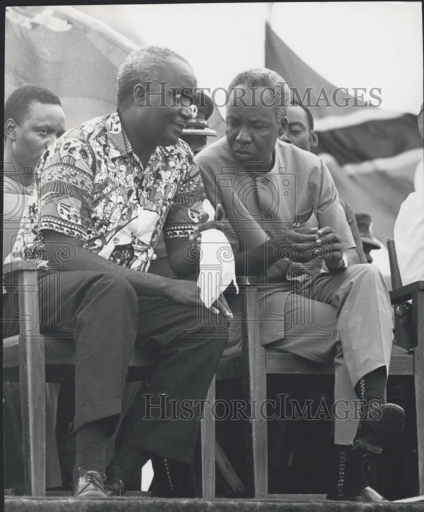 1974 Press Photo Zambia President Kenneth Kaundo, Mwalimu Nyerere - Historic Images