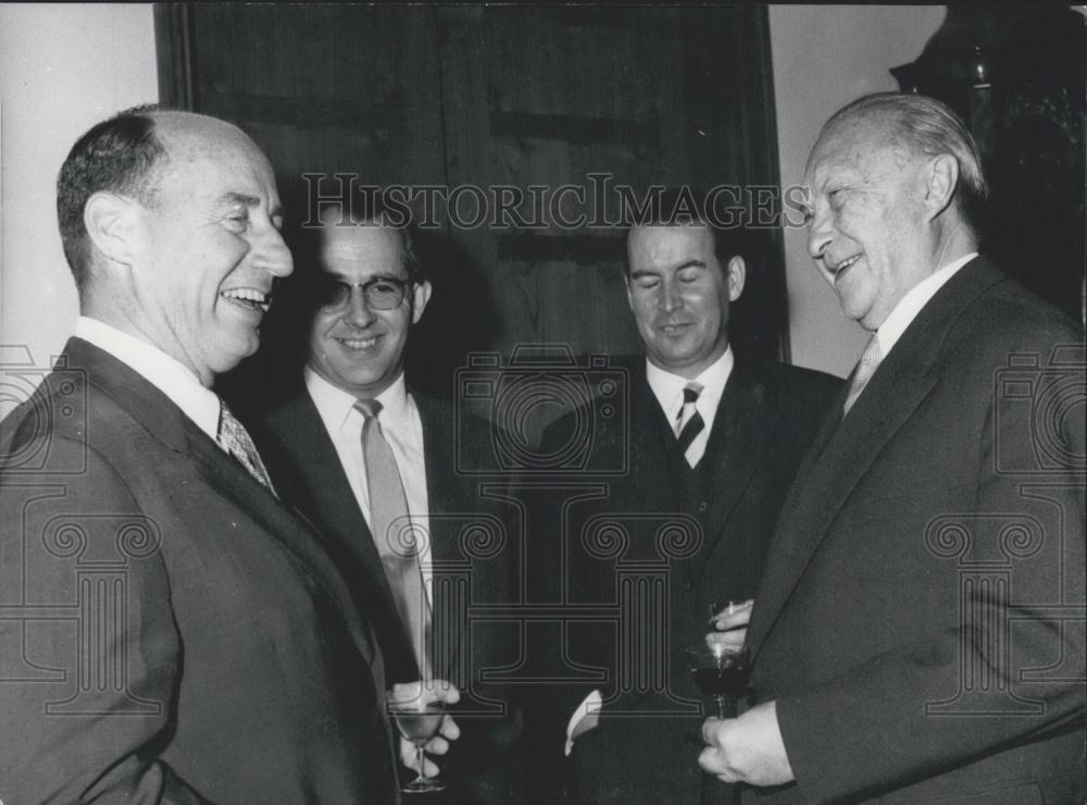 1957 Press Photo Adlai Stevenson guest of Adenauer - Historic Images