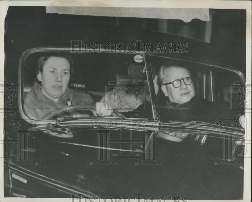 1955 Press Photo Opposition Leader Herbert Morrison With Wife Edith Rochdale - Historic Images