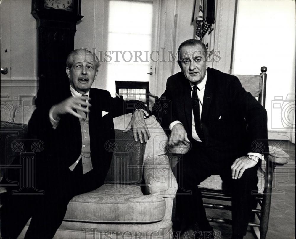 1968 Press Photo President Johnson &amp; Mr. Harold Macmillan, of Britain - Historic Images