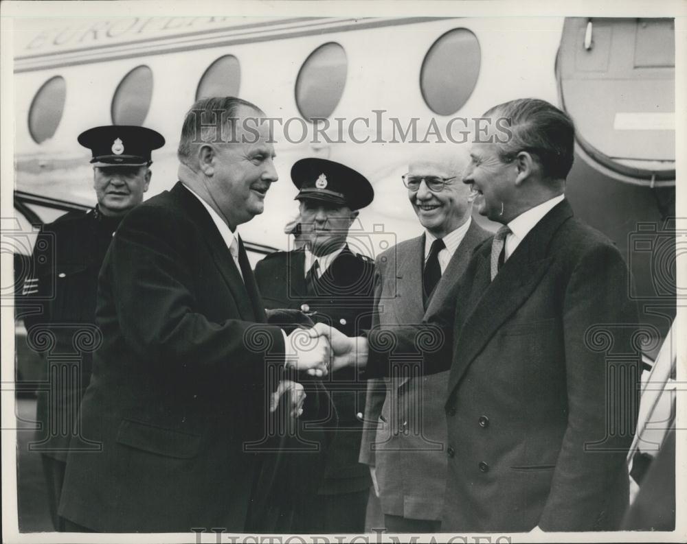 Julius Raab greeted by Mr. Selwyn Lloyd in London 1954 Vintage Press ...