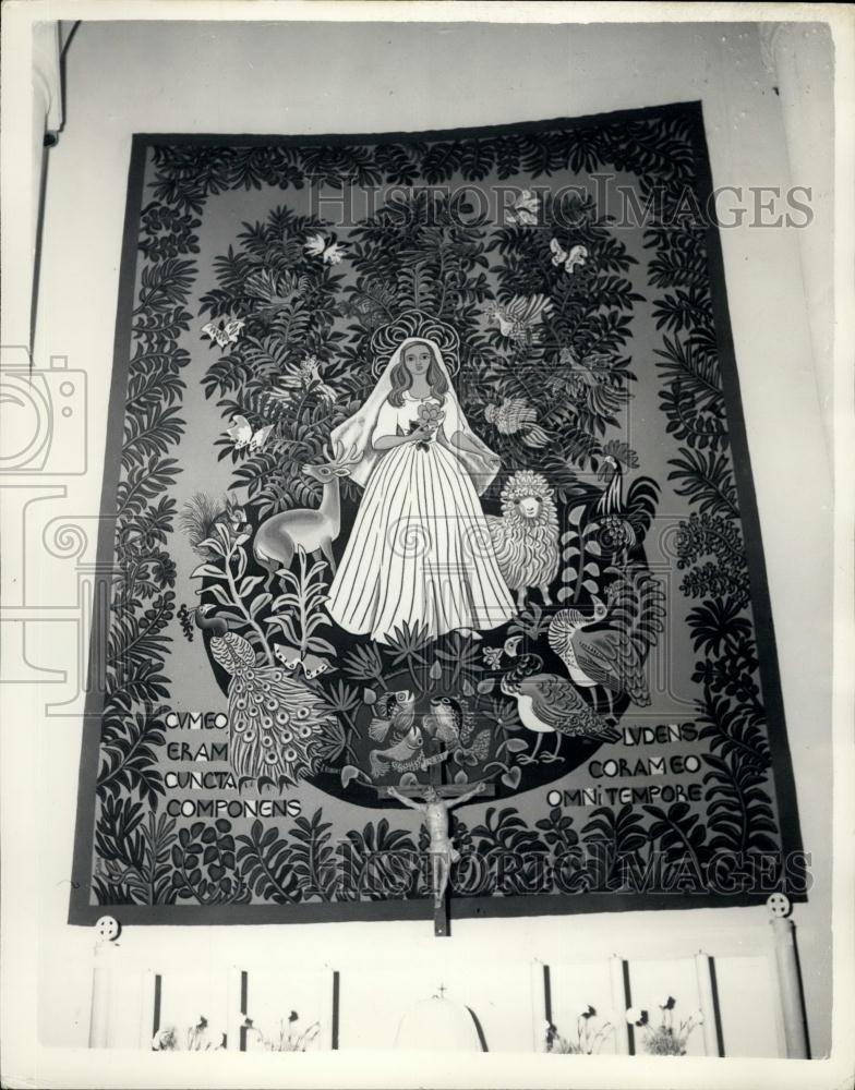 1955 Press Photo Aubusson Tapestry, L&#39;Eglise de Notre Dame de France - Historic Images