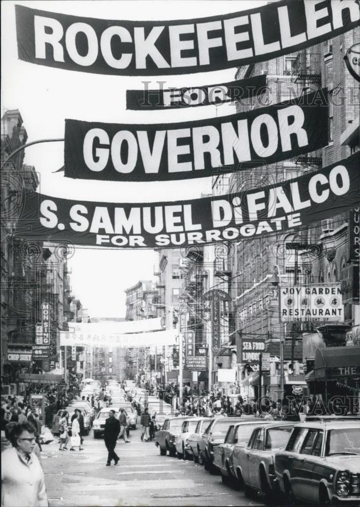 Press Photo Rockefeller for Governor campaign street Difalco Signage - Historic Images