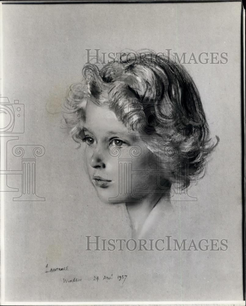 1957 Press Photo Portrait of HRH Princess Anne, the work of A. E. Lawrence - Historic Images