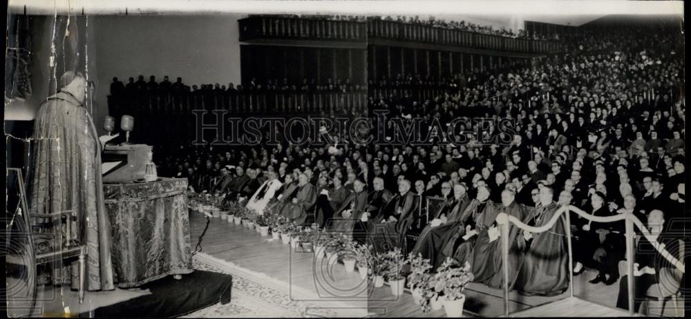 1954 Press Photo 15th Anniversary Of Pope Enthronement Cardinal Ernest Ruffini - Historic Images