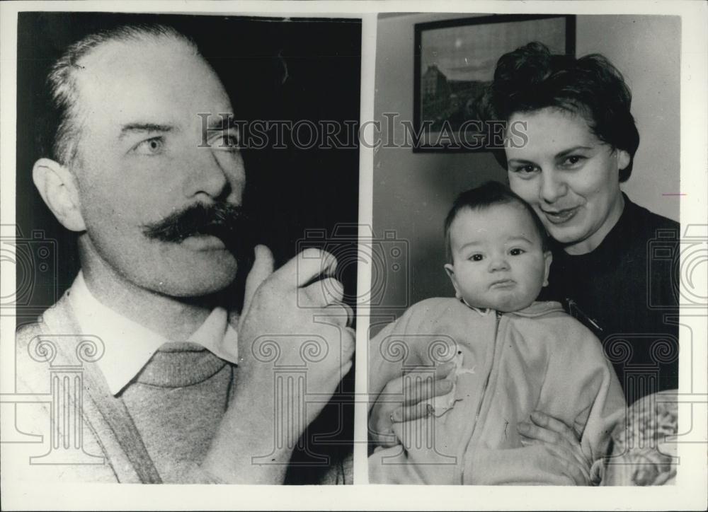 1957 Press Photo Mr. John Thornton Stanley and his wife, Lilli and son, Nigel - Historic Images