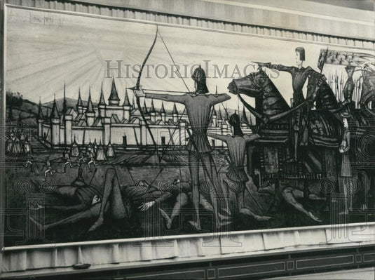 1959 Press Photo Joan of Ark As seen by Bernard Buffet "The Siege of Orleans" - Historic Images