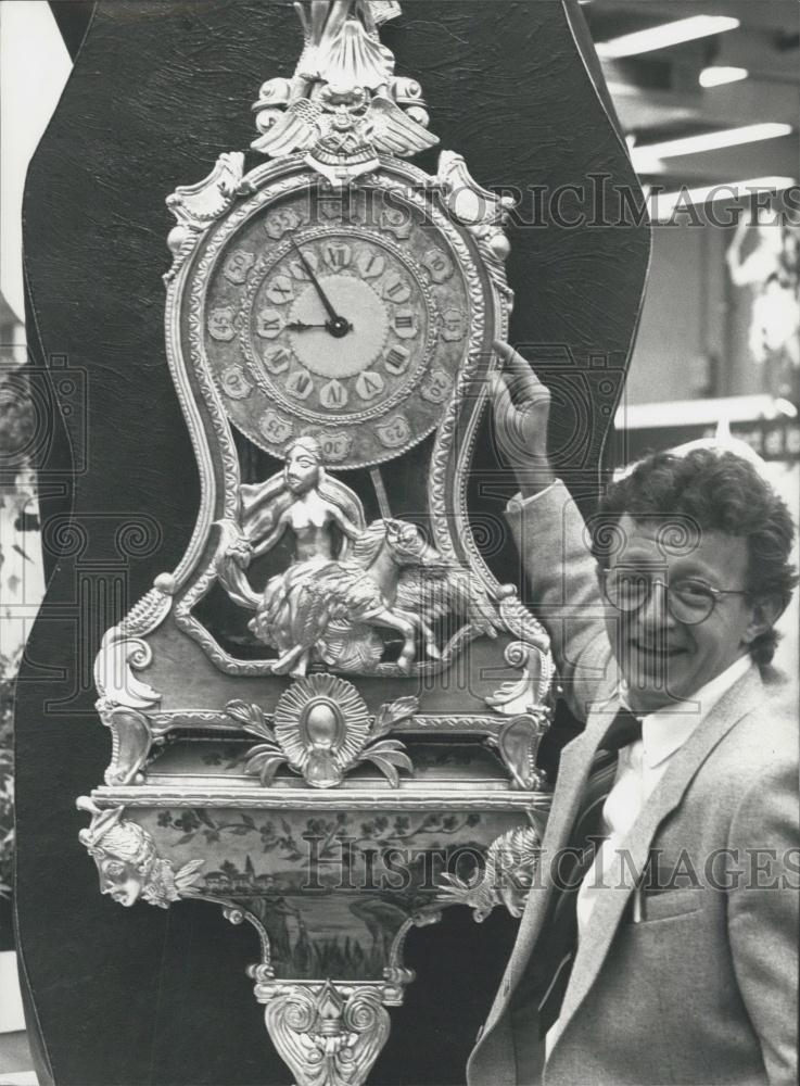 Press Photo Grandfather&#39;s clock is made entirely out of butter - Historic Images