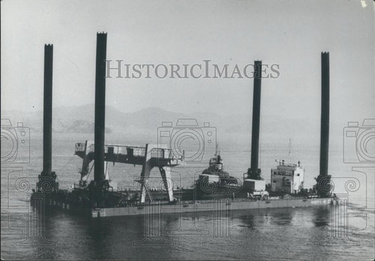 1971 Press Photo Japan's biggest offshore working platform for Undersea Tunnels - Historic Images