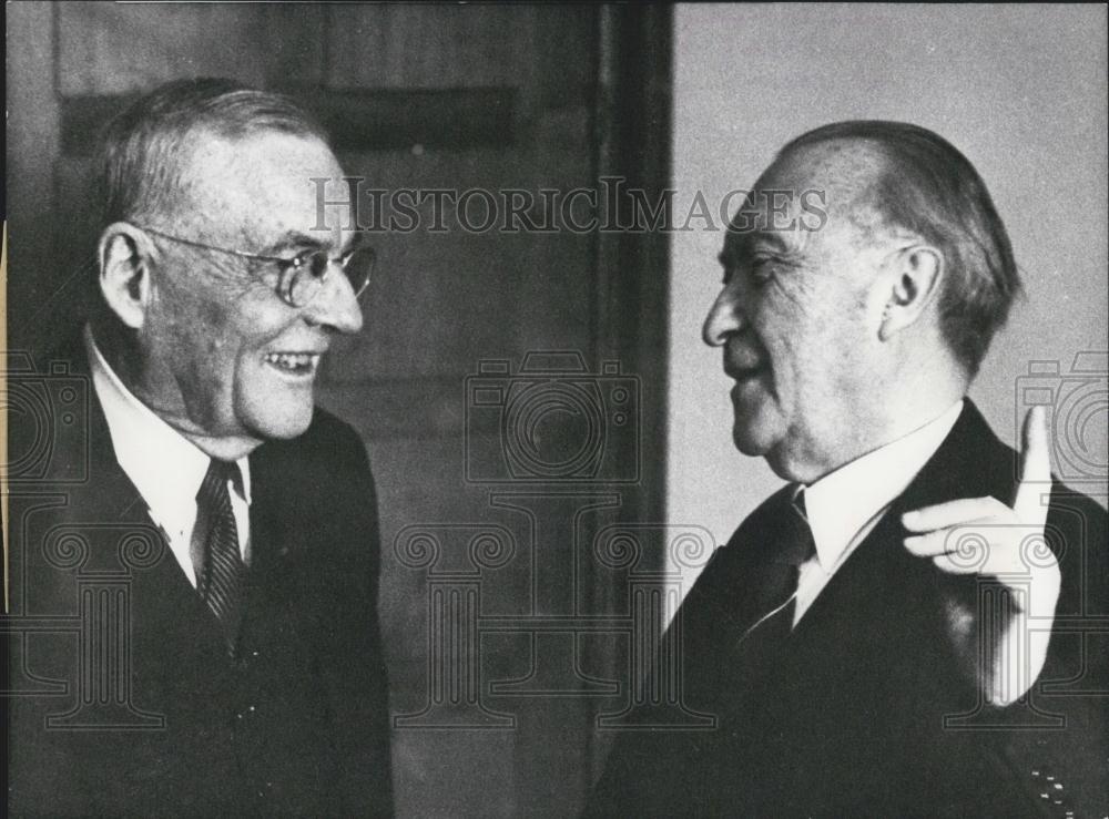 1959 Press Photo of U.S. FM John Foster Dulles with German Chancellor Adenauer - Historic Images