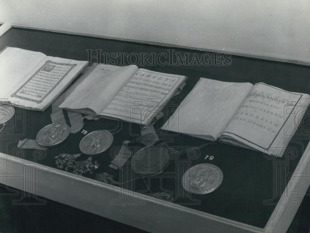Press Photo Three Diplomas Carlo VI of Sicily (1723), Carlo VII(1739) & Fernando - Historic Images
