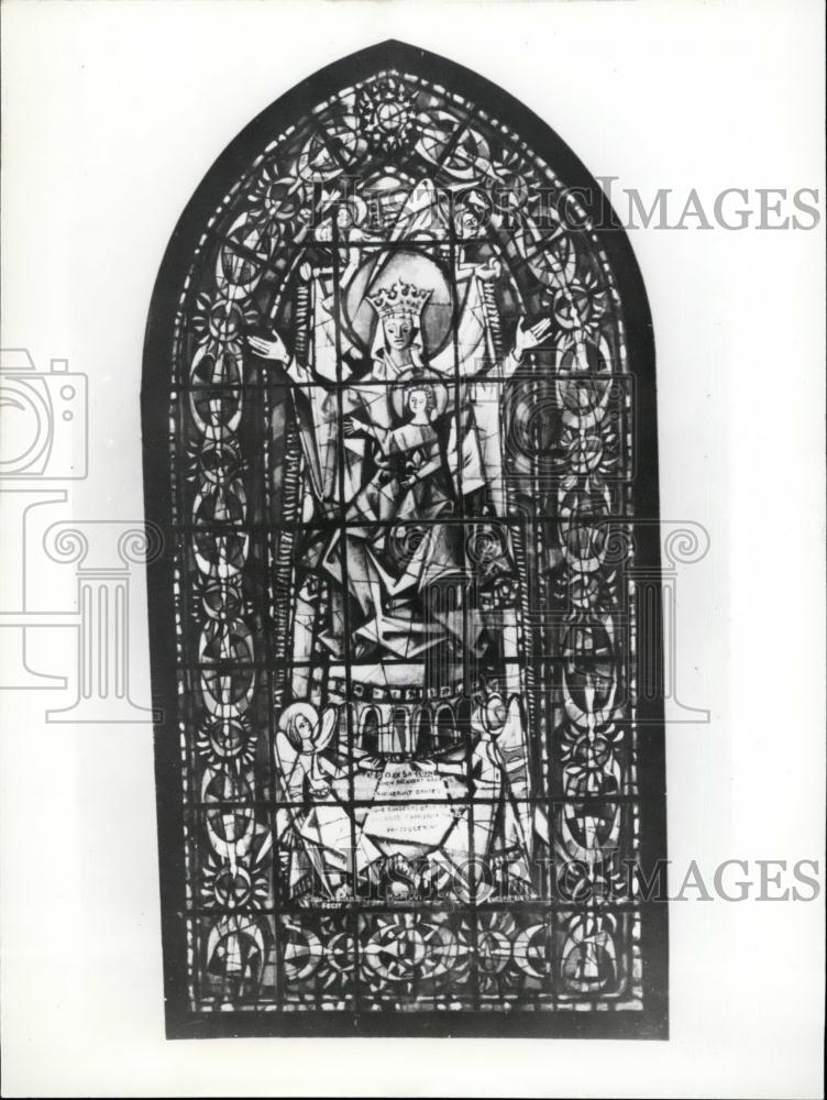 1956 Press Photo The Window of Europe Inaugurated at Strassbourg Cathedral - Historic Images