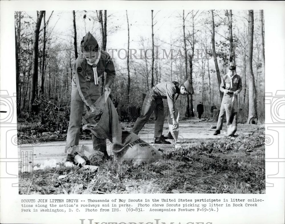 Press Photo Boy Scouts Join Litter Drive - Historic Images