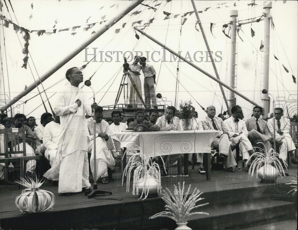 1958 Press Photo Prime Minister Soloman West Eidgeway Dias Bandaranaike, Ceylon - Historic Images