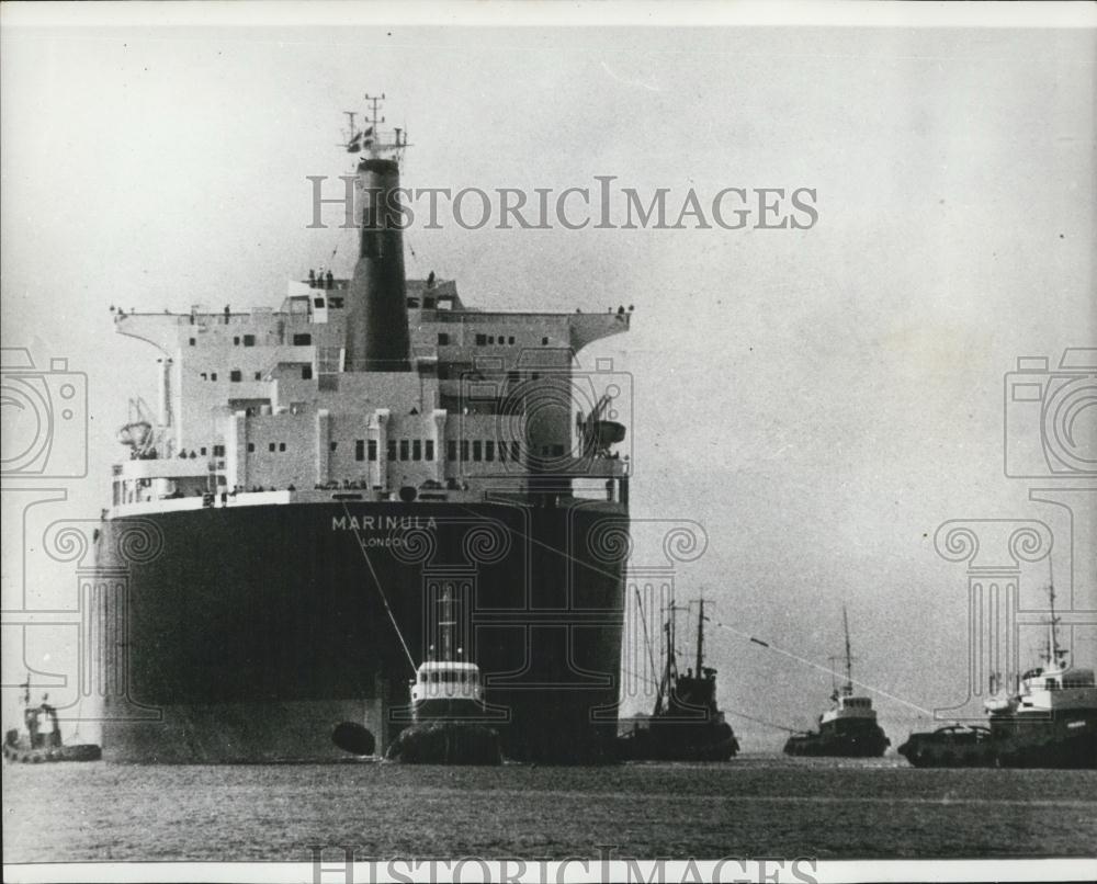 1968 Press Photo &#39;Marinula&#39; ,Biggest ship ever built in Scandinavia - Historic Images