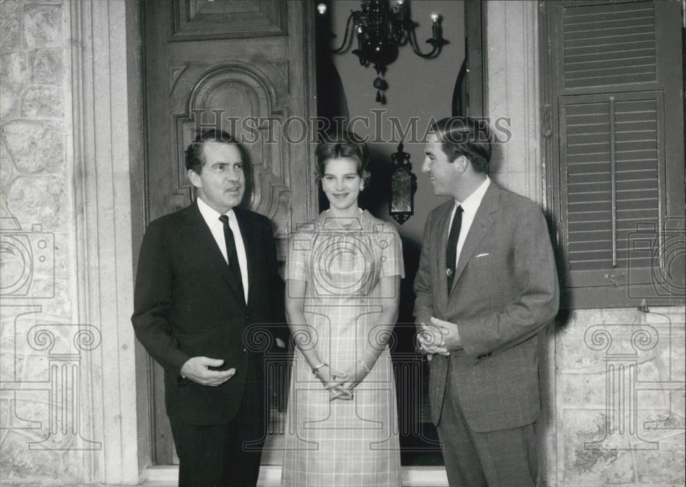 Press Photo Presidential candidate Richard Nixon with King Constantine and Queen - Historic Images