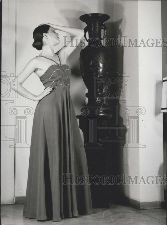 Press Photo Evening Dress, Fashion, Modeling, Greece - Historic Images