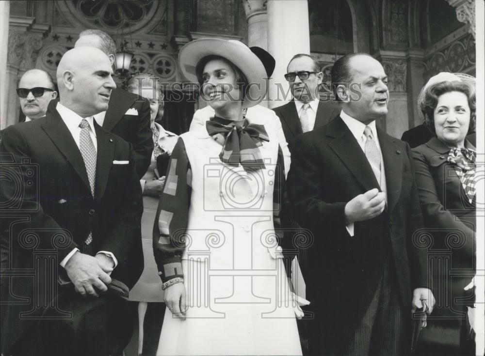 1973 Press Photo Greek Ind Day Dpty Prem Stylianos Pattakos/Despina Papadapoulos - Historic Images