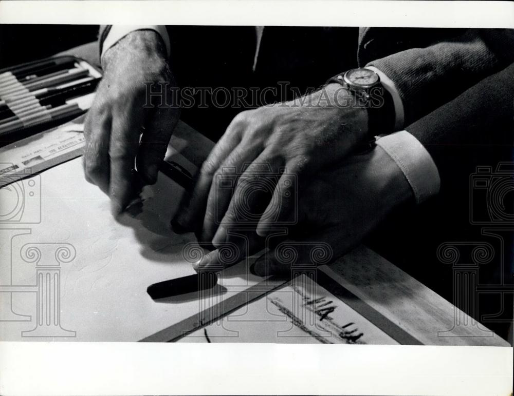 Press Photo Blind Artist Gordon Stent - Historic Images