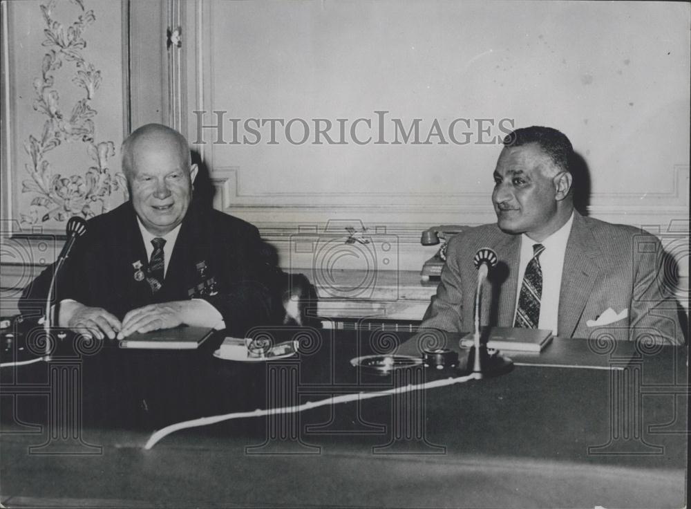 1964 Press Photo Russian PM Nikia Kruschev & President Nasser - Historic Images